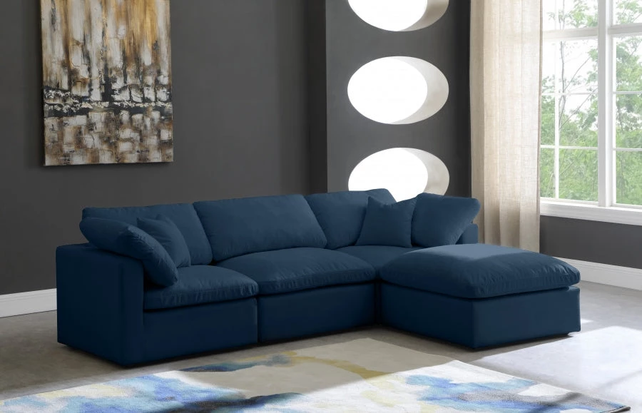 Meridian Furniture Plush 4 Piece Velvet Standard Modular Overstuffed Reversible Sectional