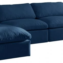 Meridian Furniture Living Room Plush 5 Piece Velvet Standard Modular Overstuffed Reversible Sectional