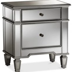 Best Master Furniture Grace Mirrored Nightstand Bedroom