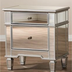 Best Master Furniture Grace Mirrored Nightstand Bedroom