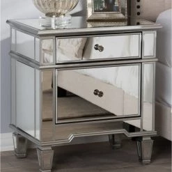 Best Master Furniture Grace Mirrored Nightstand Bedroom