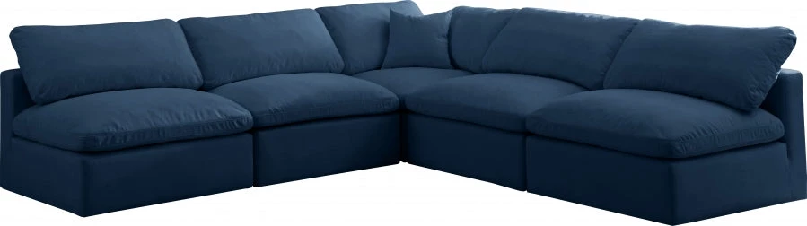 Meridian Furniture Plush 5 Piece Velvet Standard Modular Overstuffed Reversible Sectional