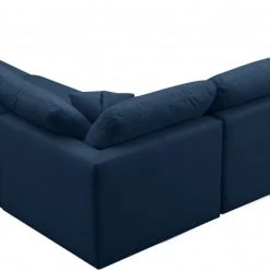 Meridian Furniture Plush 5 Piece Velvet Standard Modular Overstuffed Reversible Sectional