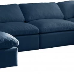 Meridian Furniture Living Room Plush 6 Piece Velvet Standard Modular Overstuffed Reversible Sectional