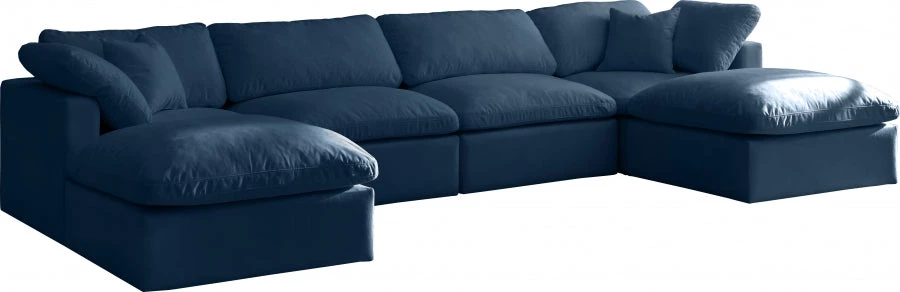 Meridian Furniture Living Room Plush 6 Piece Velvet Standard Modular Overstuffed Reversible Sectional