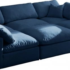 Meridian Furniture Living Room Plush 7 Piece Velvet Standard Modular Overstuffed Reversible Sectional