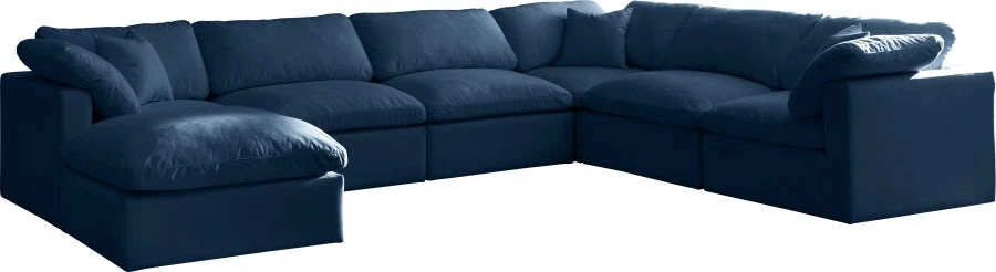 Meridian Furniture Plush 8 Piece Velvet Standard Modular Overstuffed Reversible Sectional Living Room