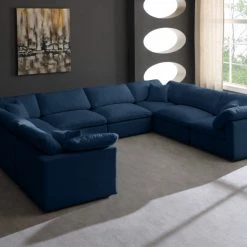 Meridian Furniture Plush 8 Piece Velvet Standard Modular Overstuffed Reversible Sectional