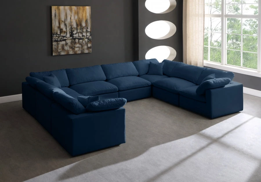 Meridian Furniture Plush 8 Piece Velvet Standard Modular Overstuffed Reversible Sectional