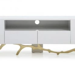VIG Living Room Modrest Legend Modern White & Gold TV Stand