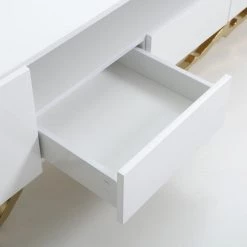 VIG Living Room Modrest Legend Modern White & Gold TV Stand