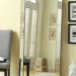Best Master Furniture Rachel Modern Floor Mirror With Mirrored Frame Home Decor