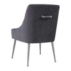 TOV Beatrix Grey Velvet Side Chair - Silver Legs Dining Room