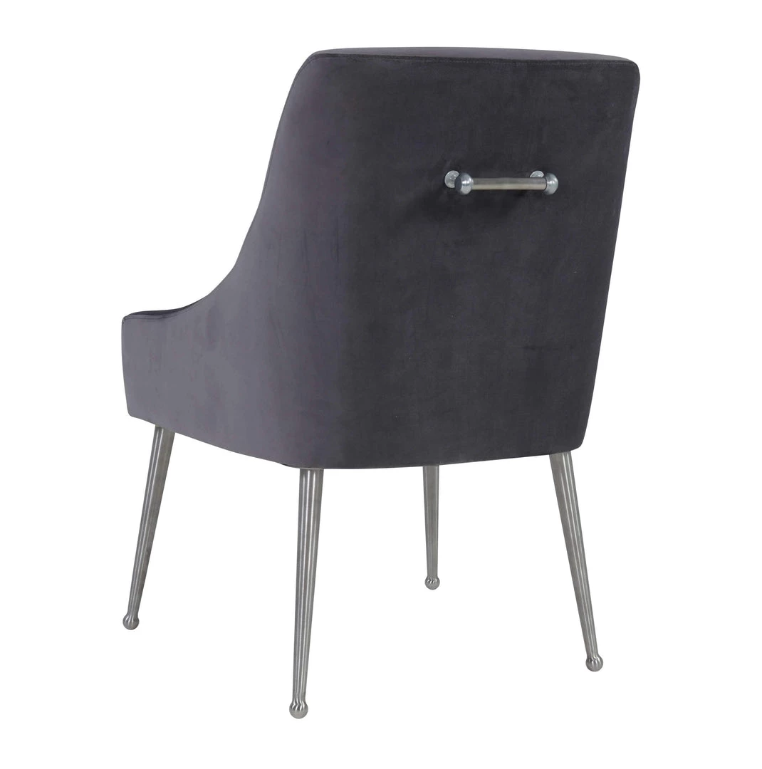 TOV Beatrix Grey Velvet Side Chair - Silver Legs Dining Room
