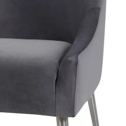 TOV Beatrix Grey Velvet Side Chair - Silver Legs Dining Room