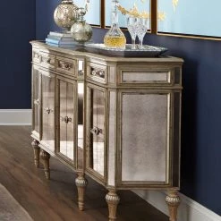 Best Master Furniture Living Room Dresden Four-Door Mirrored Buffet