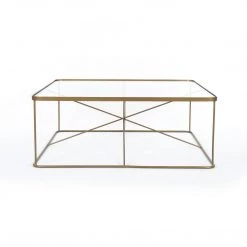 Four Hands Lucas Square Coffee Table-Antique Brass
