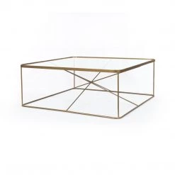 Four Hands Lucas Square Coffee Table-Antique Brass