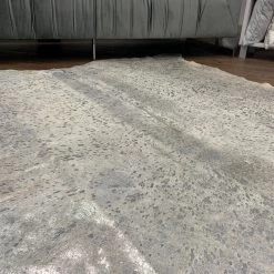 Rug Factory Real Cowhide Silver Metallic On White