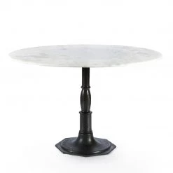 Four Hands Dining Room Lucy Round Dining Table-Marble/Carbo