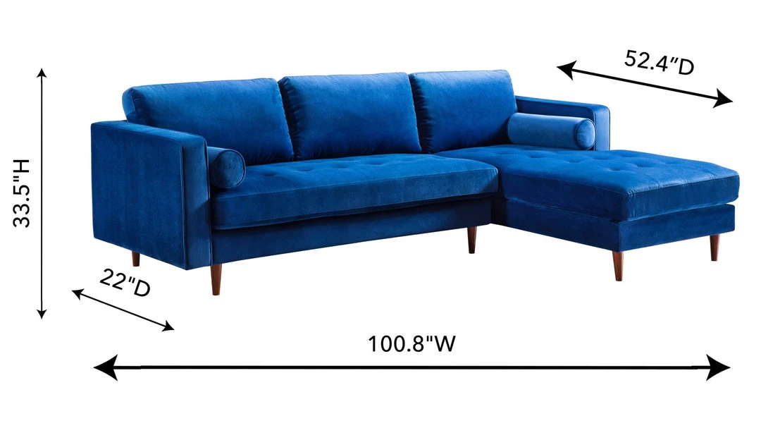 TOV Como Velvet Sectional RAF Living Room