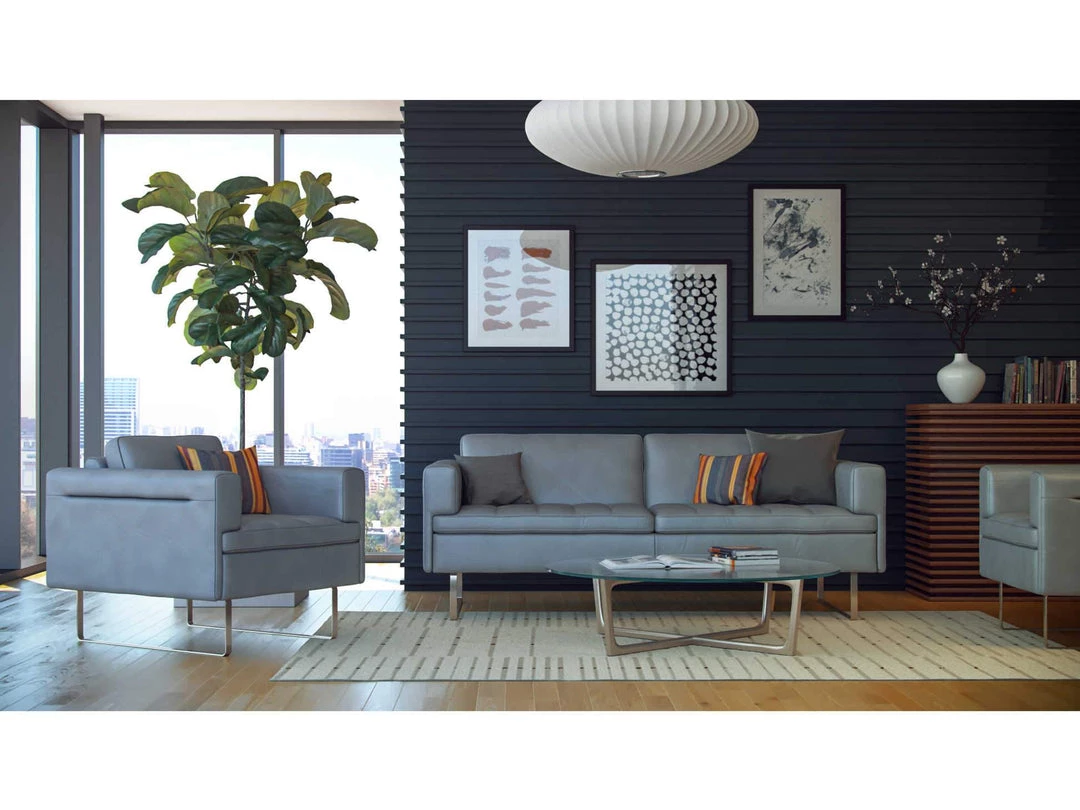 Living Room Moroni Frensen Grey Leather Sofa