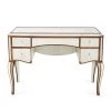 Best Master Furniture Claudia Mirrored Gold Trim Vanity Table
