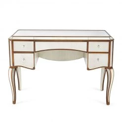 Best Master Furniture Claudia Mirrored Gold Trim Vanity Table