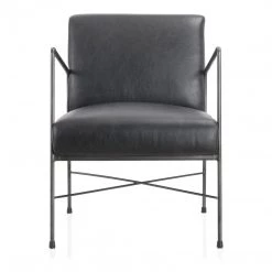 Moe's Dagwood Leather Arm Chair Black Living Room
