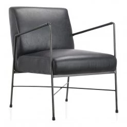 Moe's Dagwood Leather Arm Chair Black Living Room