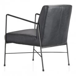 Moe's Dagwood Leather Arm Chair Black Living Room
