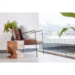 Moe's Dagwood Leather Arm Chair Brown