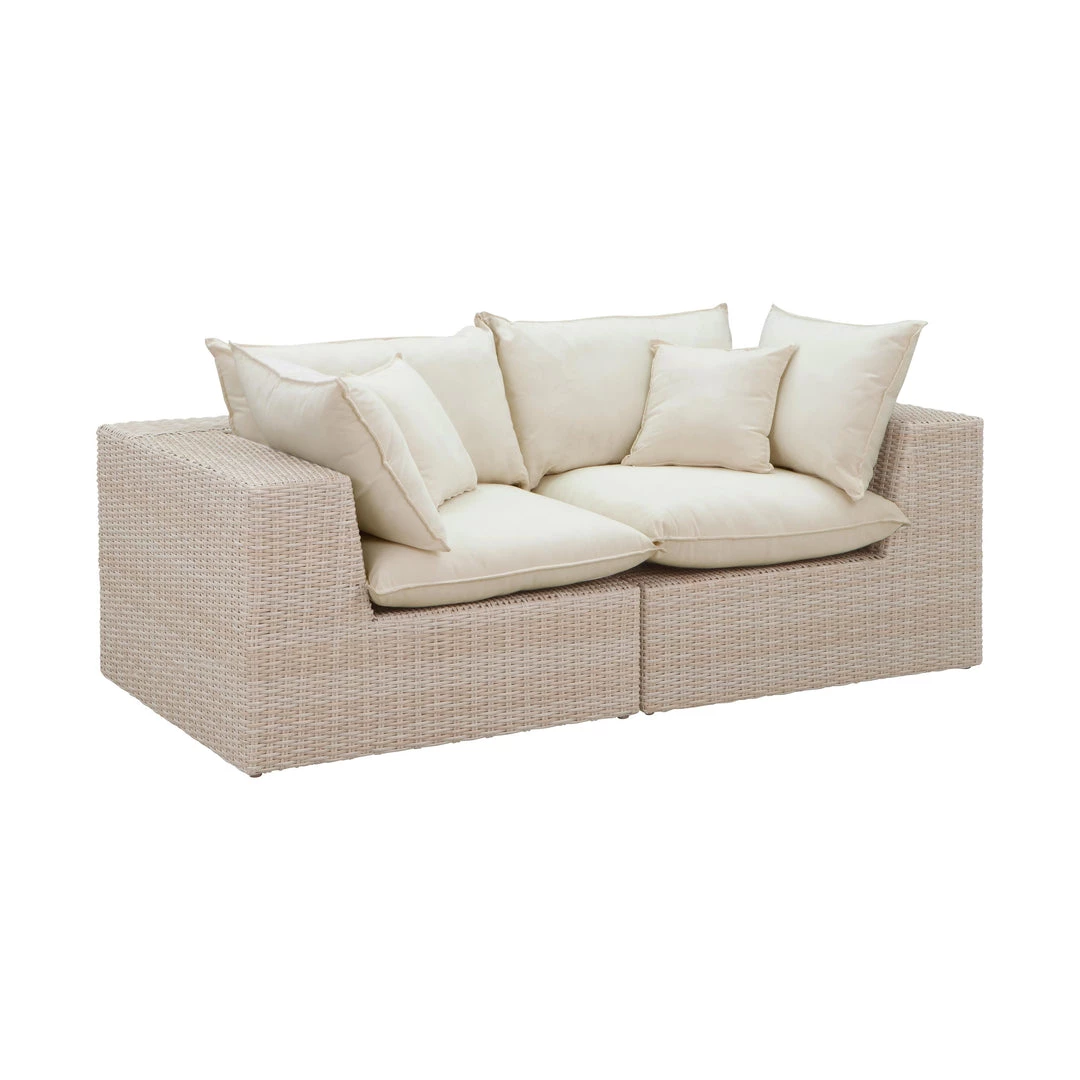 TOV Living Room Cali Natural Wicker Outdoor Modular Loveseat
