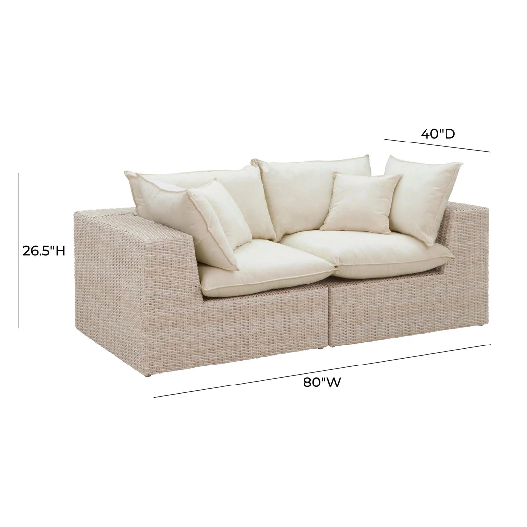 TOV Living Room Cali Natural Wicker Outdoor Modular Loveseat