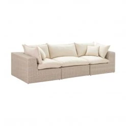 TOV Living Room Cali Natural Wicker Outdoor Modular Sofa