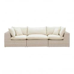 TOV Living Room Cali Natural Wicker Outdoor Modular Sofa