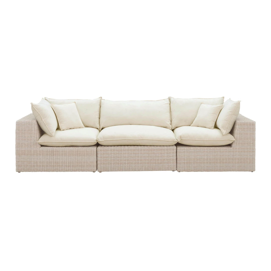 TOV Living Room Cali Natural Wicker Outdoor Modular Sofa