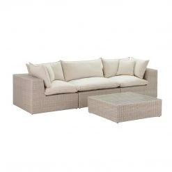 TOV Living Room Cali Natural Wicker Outdoor Modular Sofa