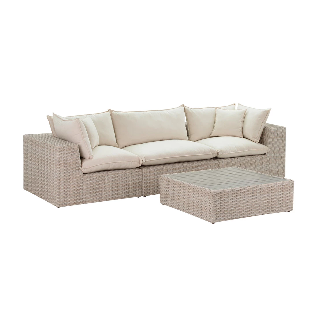 TOV Living Room Cali Natural Wicker Outdoor Modular Sofa