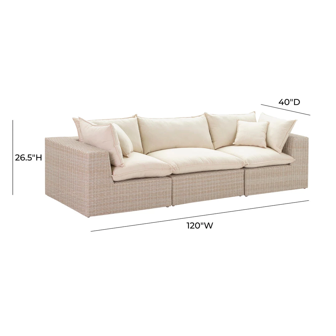 TOV Living Room Cali Natural Wicker Outdoor Modular Sofa