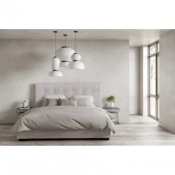 Moe's Bedroom Belle Storage Bed King Light Grey Fabric