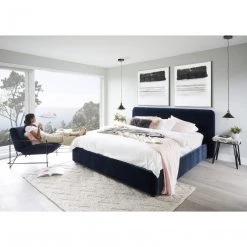 Moe's Samara King Bed Velvet Bedroom
