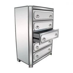 Best Master Furniture Simplicity Mirrored 5 Drawer Tall Chest