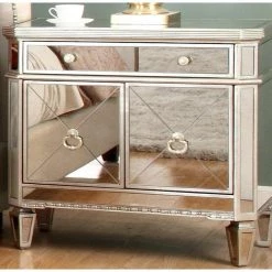 Best Master Furniture Borghese Mirrored Nightstand Bedroom