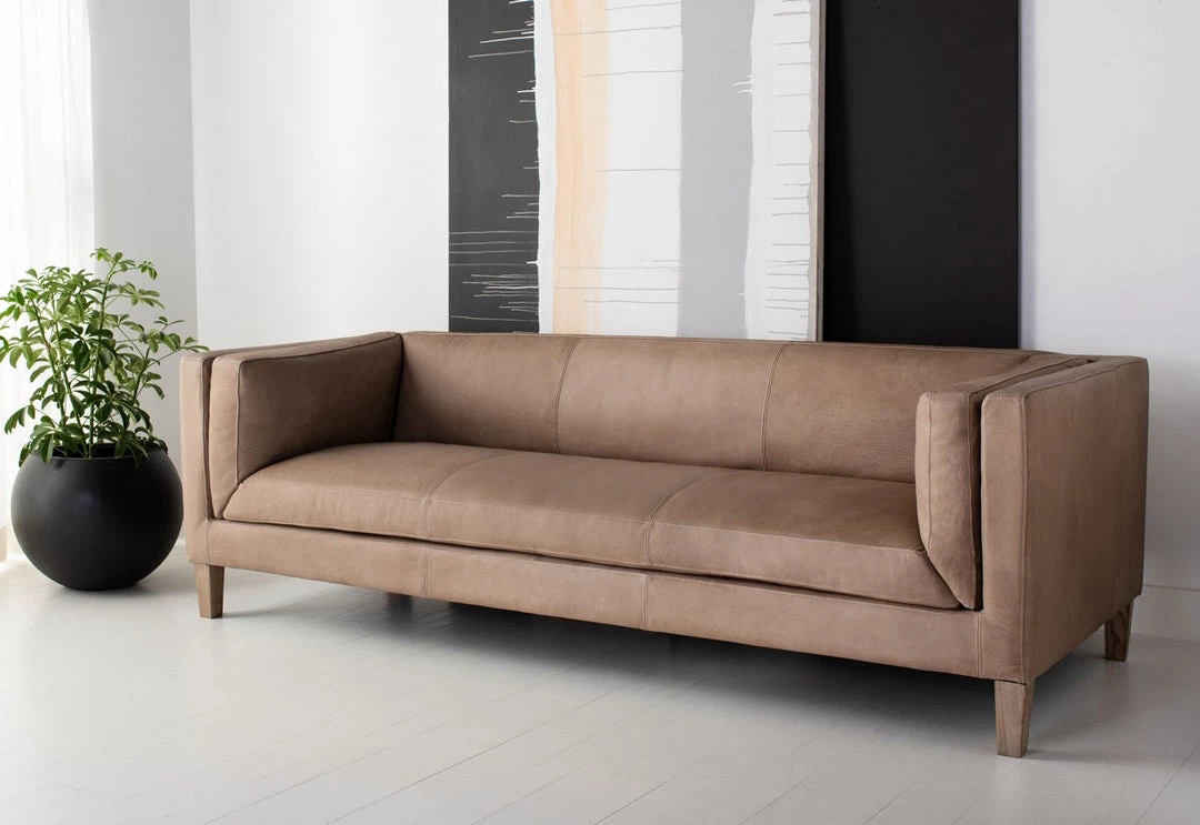 Safavieh Bernadette Leather Sofa Living Room
