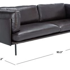 Safavieh Harriet Leather Sofa By Hollywood Glam Living Room
