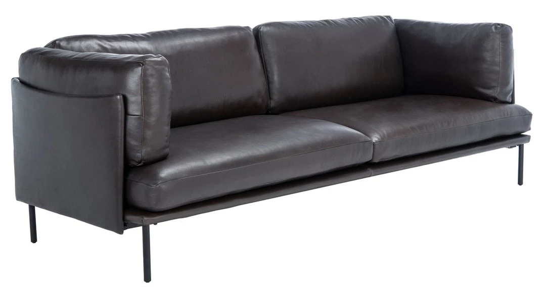 Safavieh Harriet Leather Sofa By Hollywood Glam Living Room