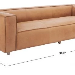 Safavieh Grover Leather Sofa By Hollywood Glam