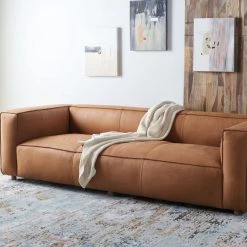 Safavieh Grover Leather Sofa By Hollywood Glam