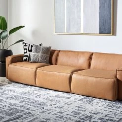 Safavieh Living Room Elessia 3 Seater Leather Sofa
